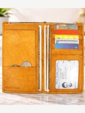 Genuine Leather Checkbook Cover for Unisex